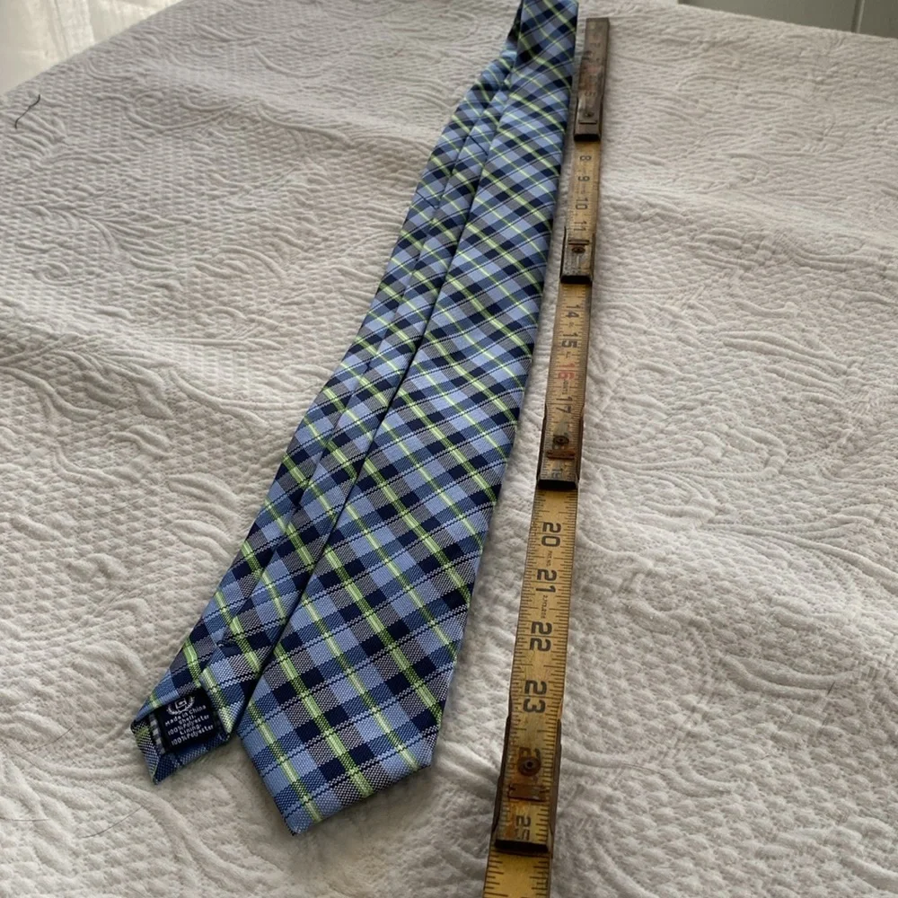 Chaps Ralph Lauren Plaid Tie Blue Green Tartan Preppy Classic Boys Necktie